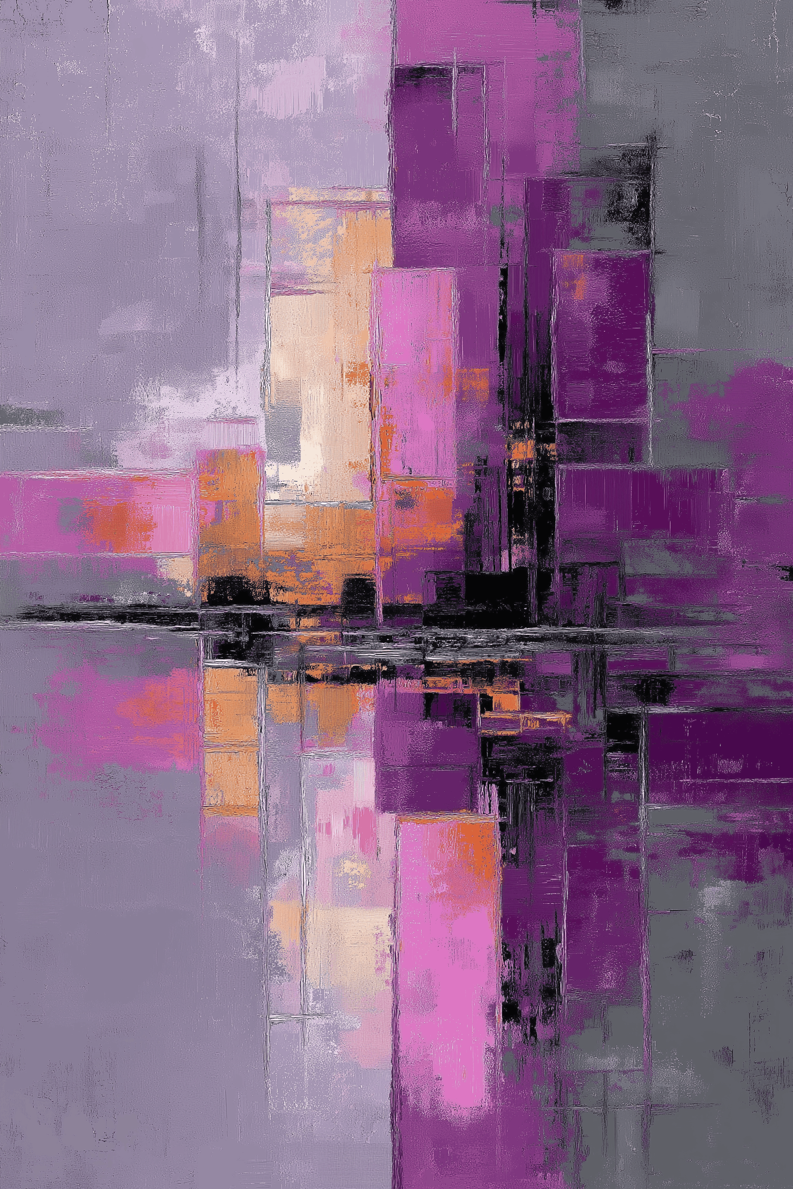 Purple Abstract City Reflection Wall Art