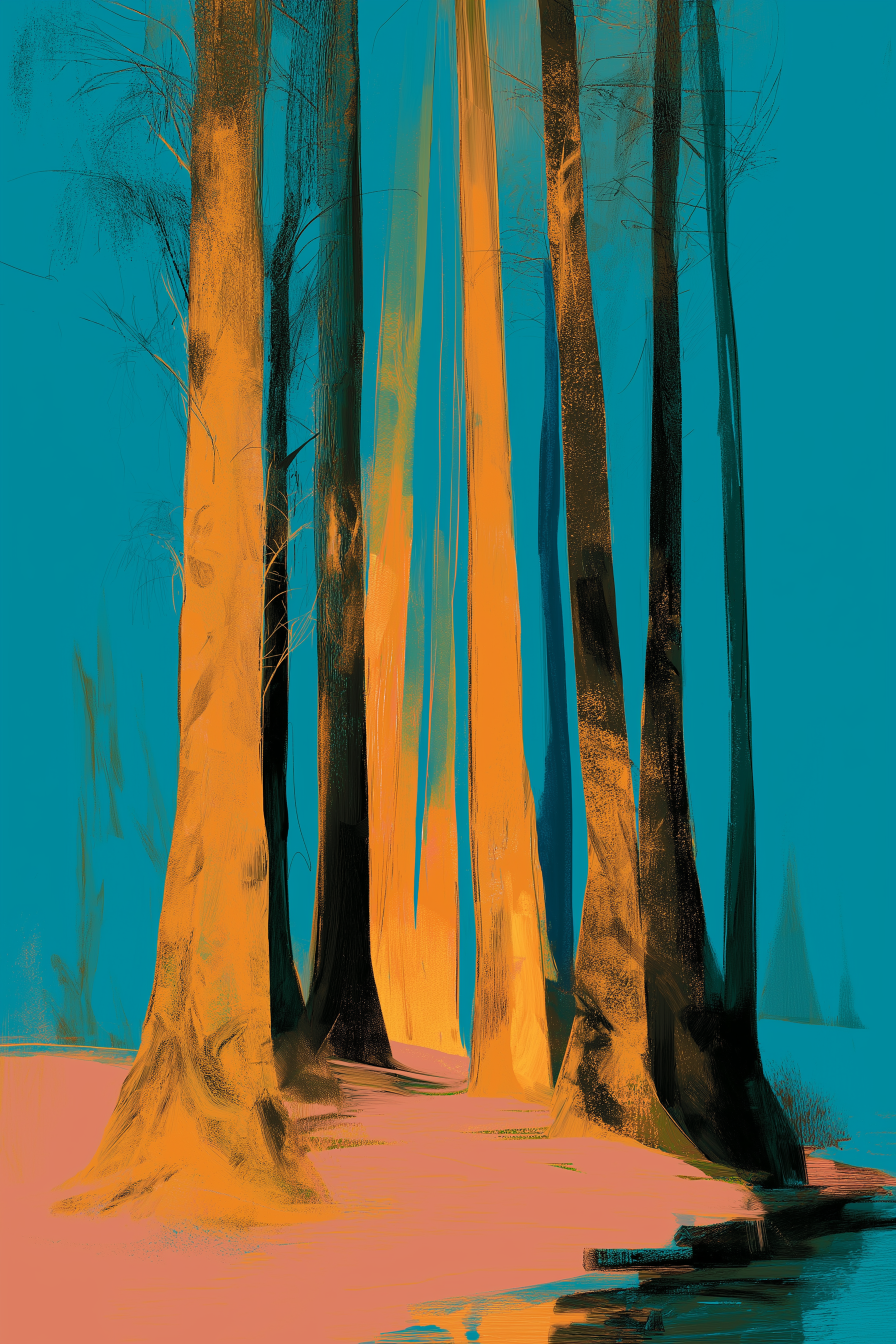 Abstract Forest Glow Wall Art