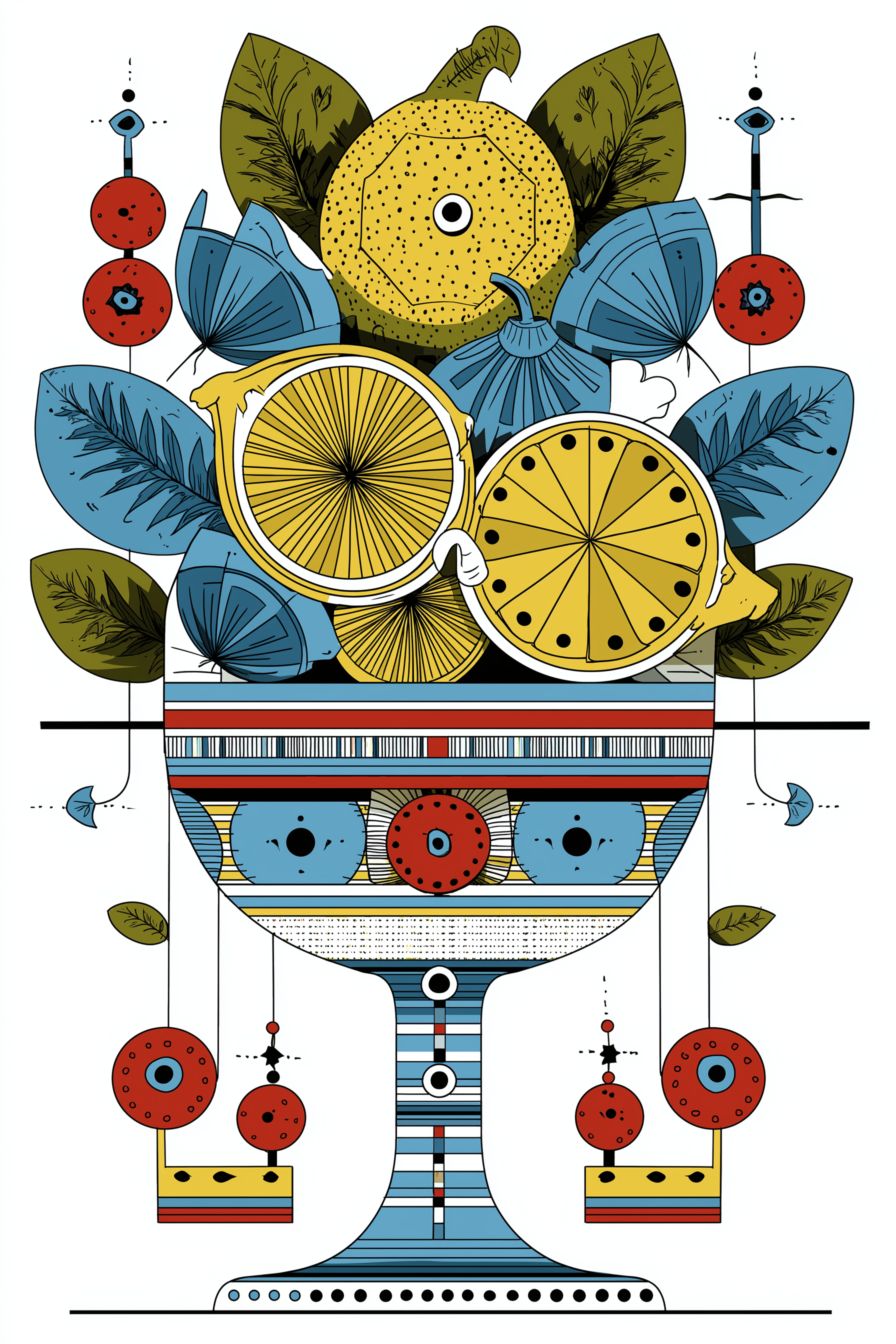 Geometric Citrus Totem Wall Art