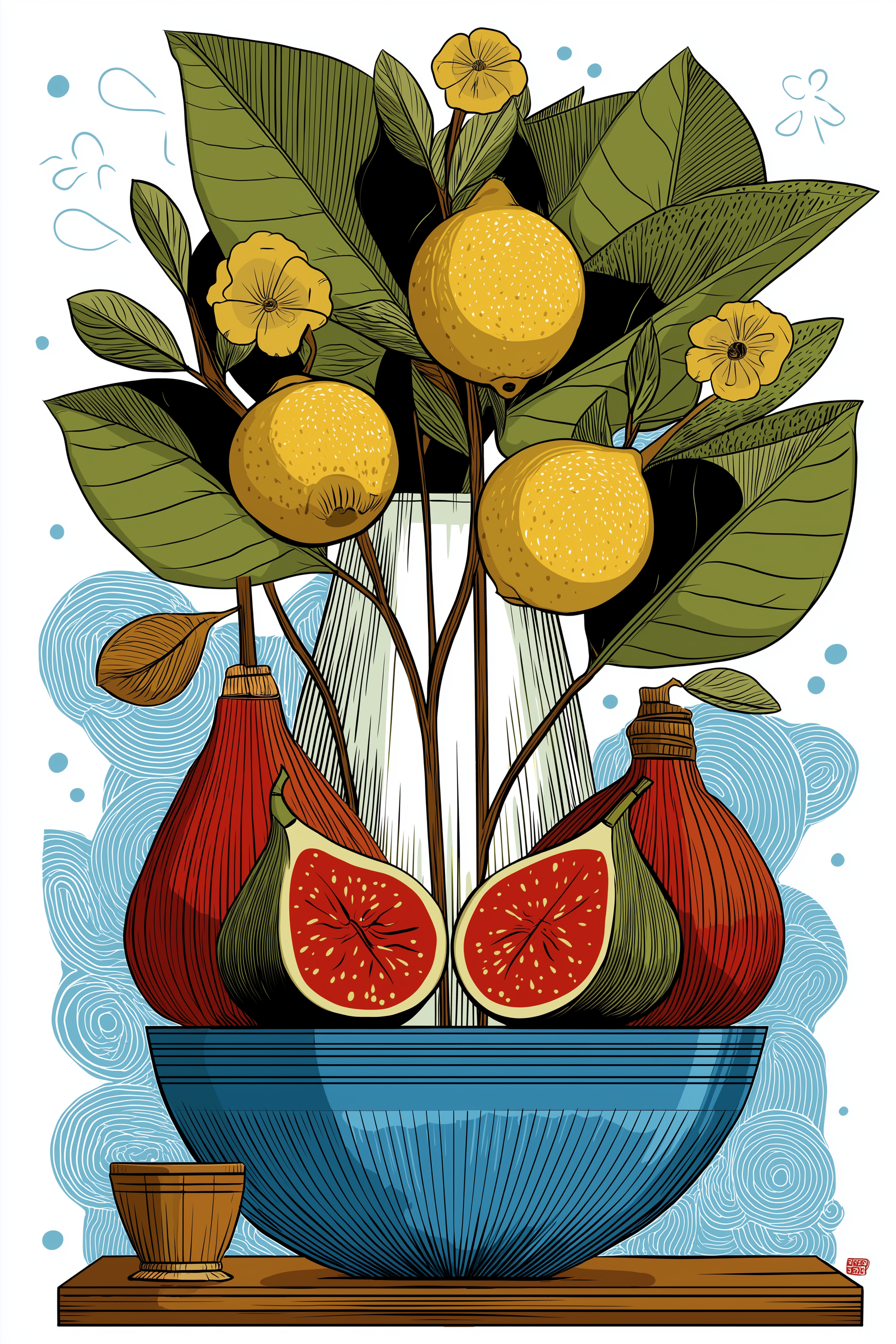 Botanical Citrus & Fig Still Life Wall Art
