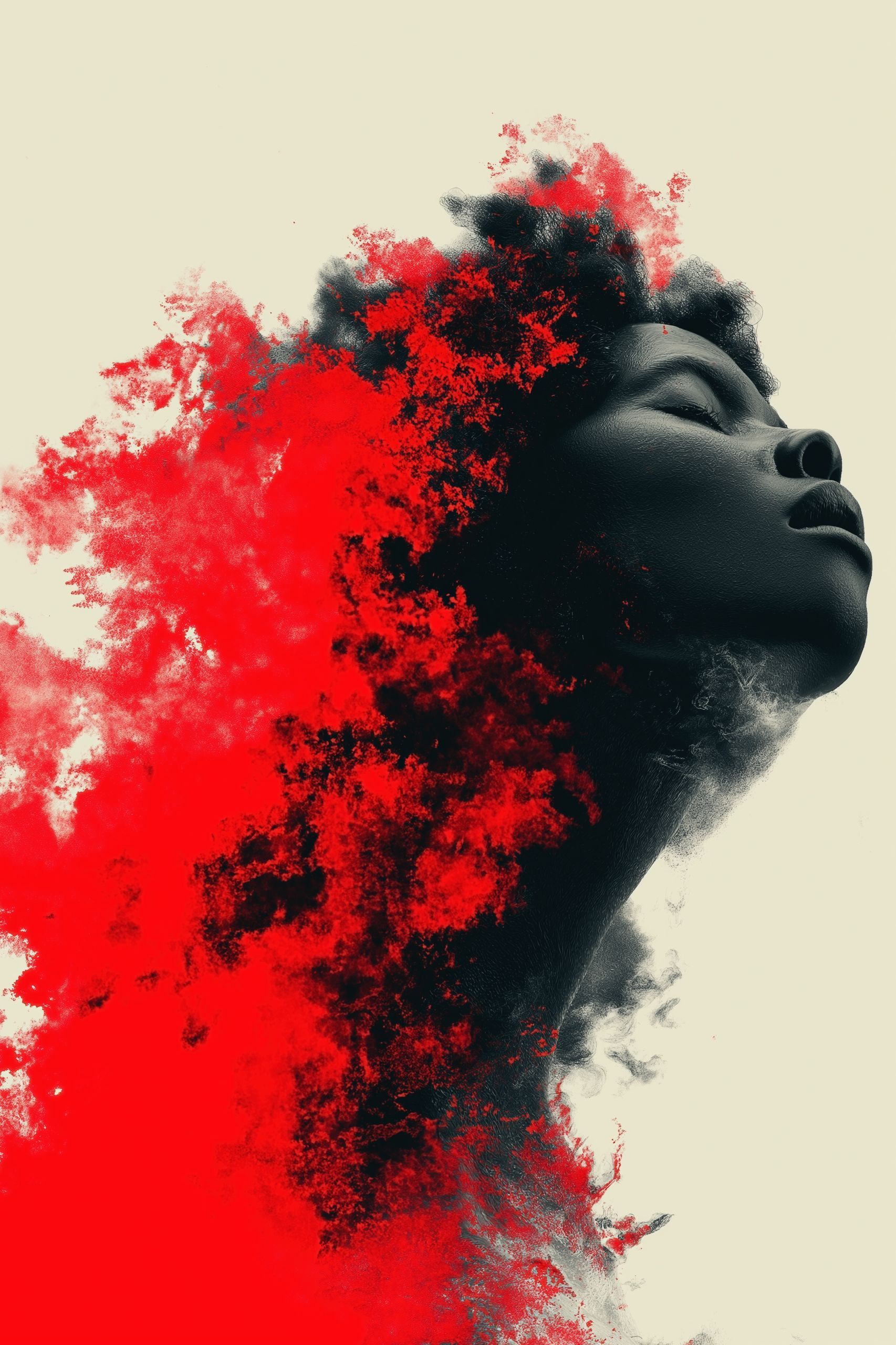 Ethereal Red Smoke Portrait Wall Art
