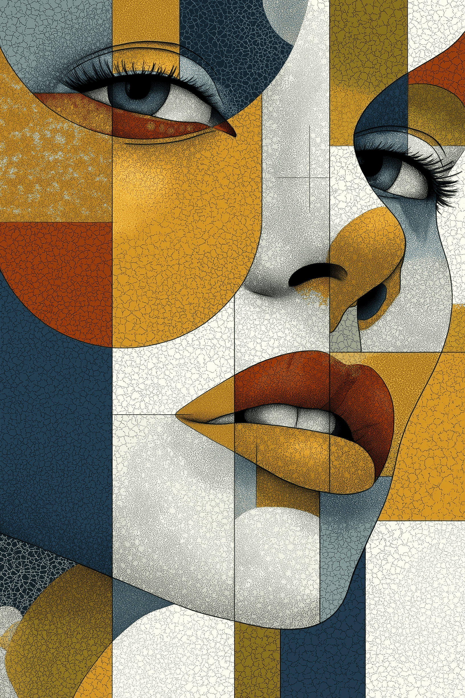 Geometric Abstract Face Wall Art