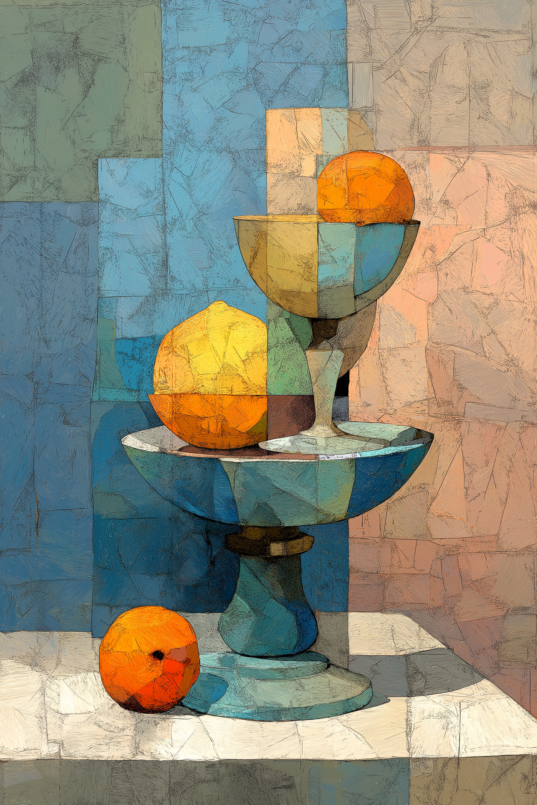 Geometric Citrus Still Life Wall Art