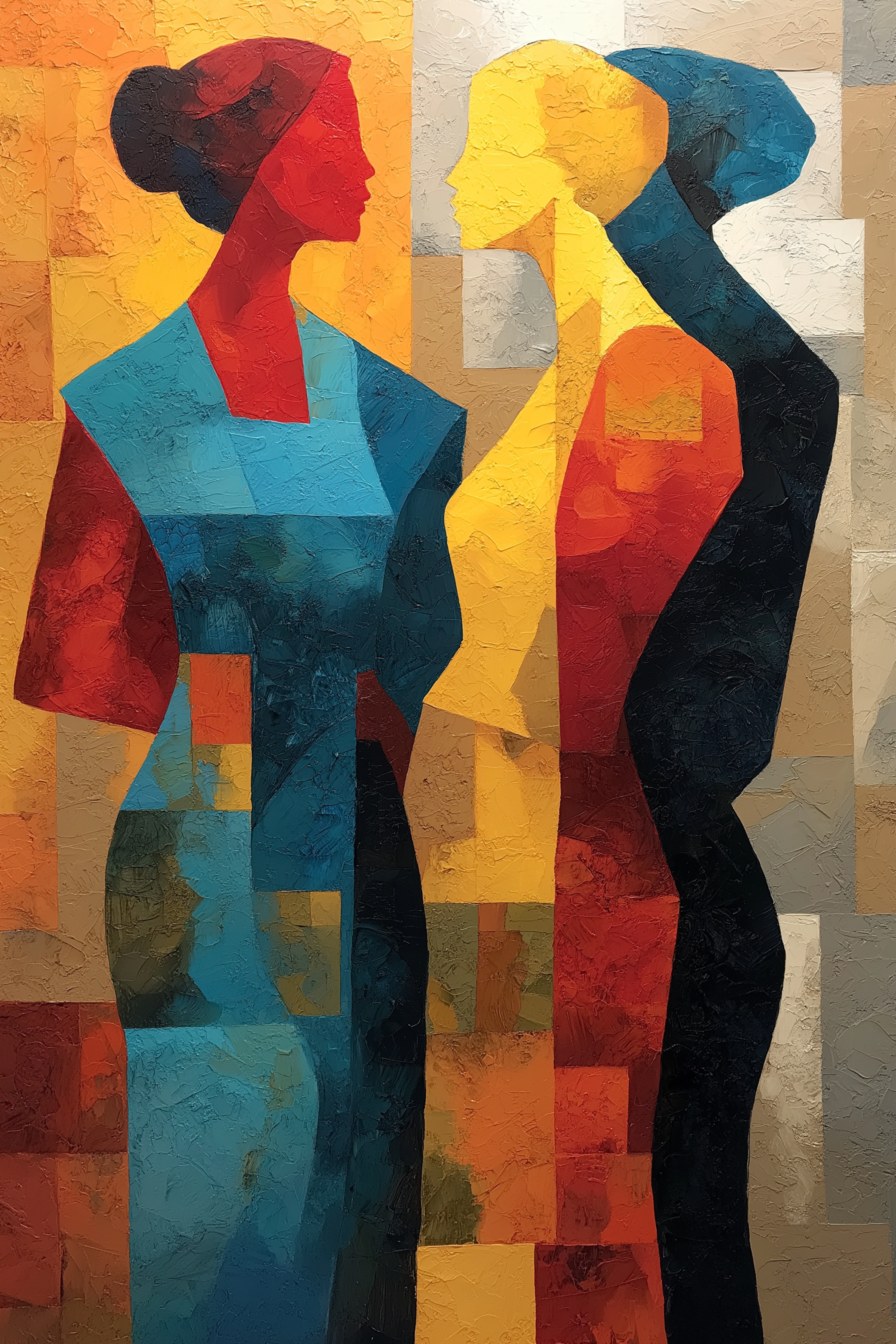 Modern Cubist Figures Wall Art