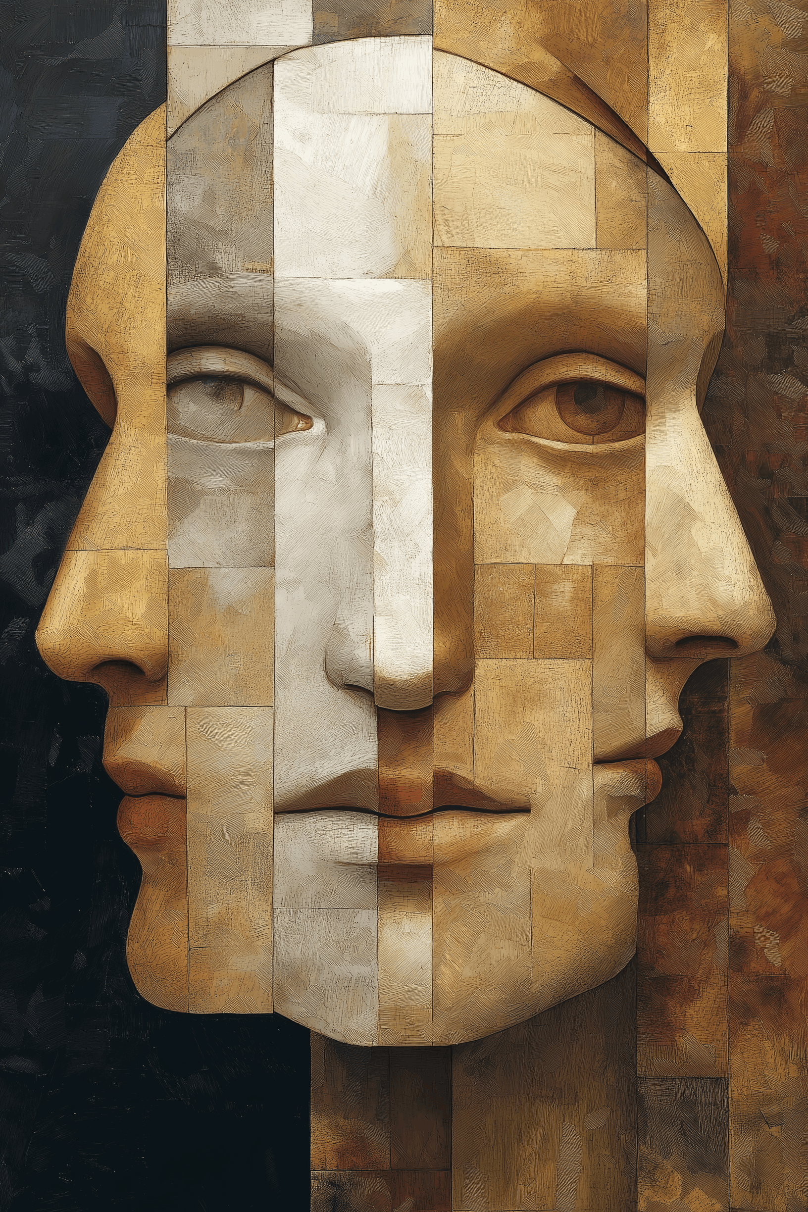 Abstract Dual Faces Wall Art