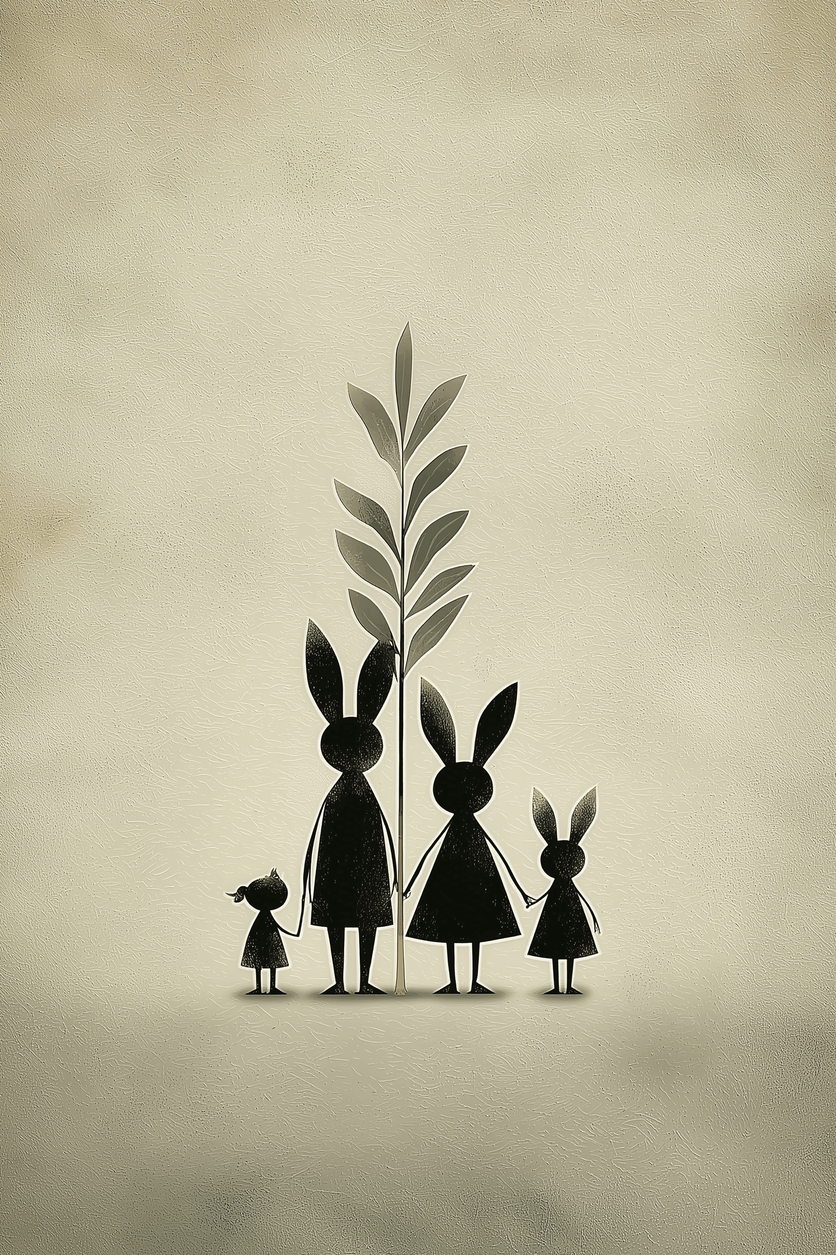 Scandinavian Rabbit Family Minimalist Nursery Wall Art