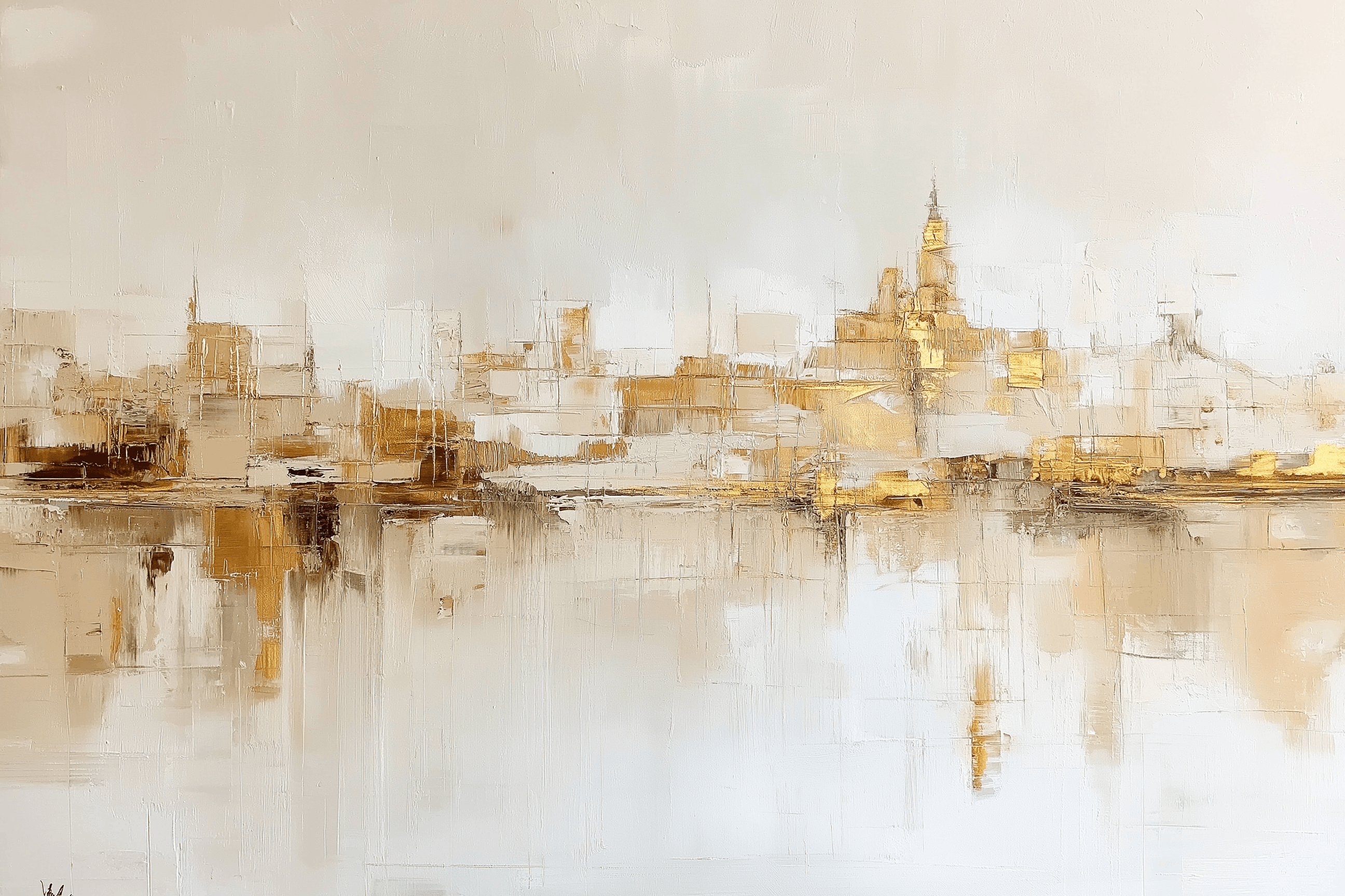 Abstract Cityscape Beige Gold