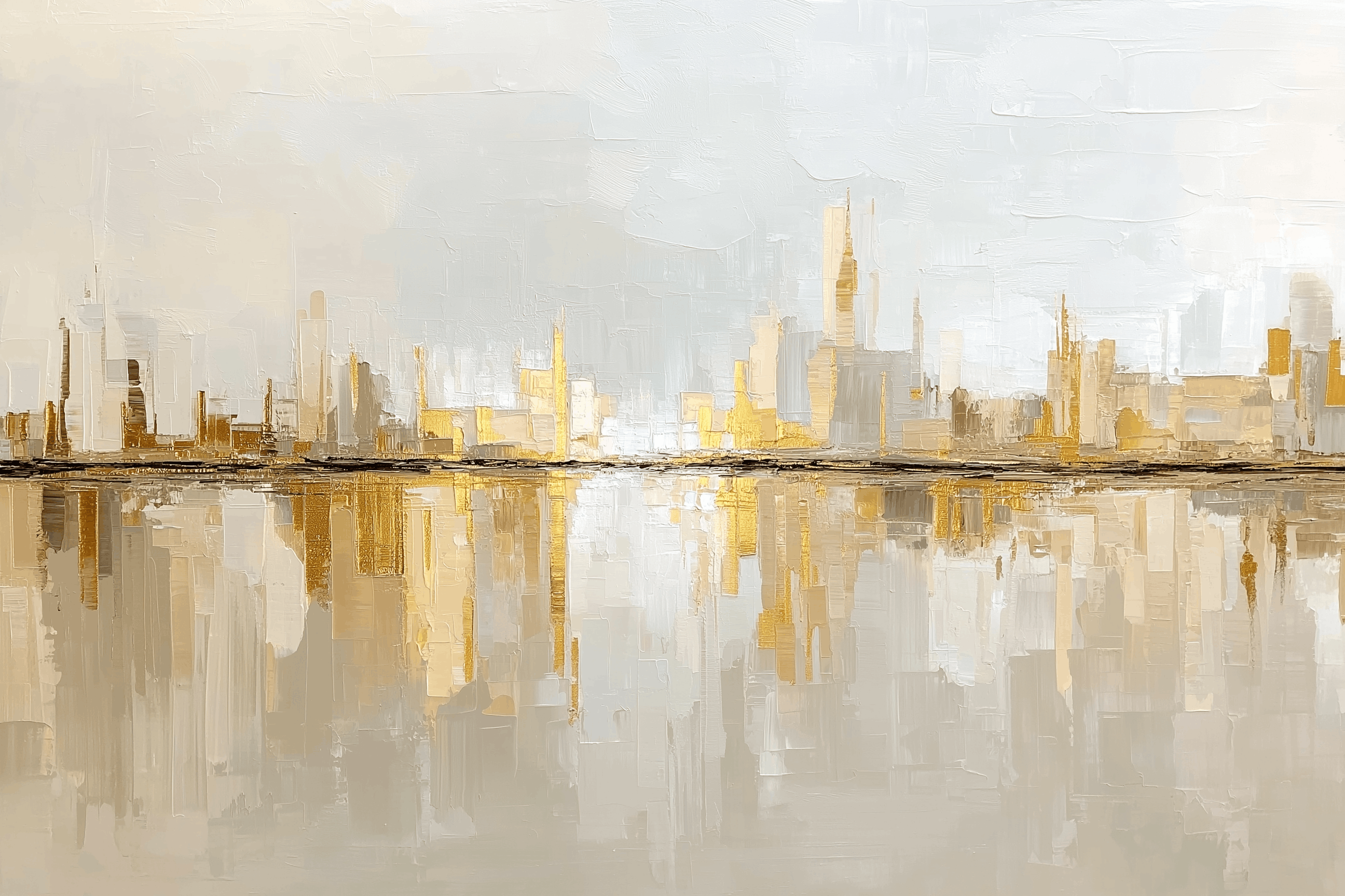 Abstract Reflexion Cityscape White Gold