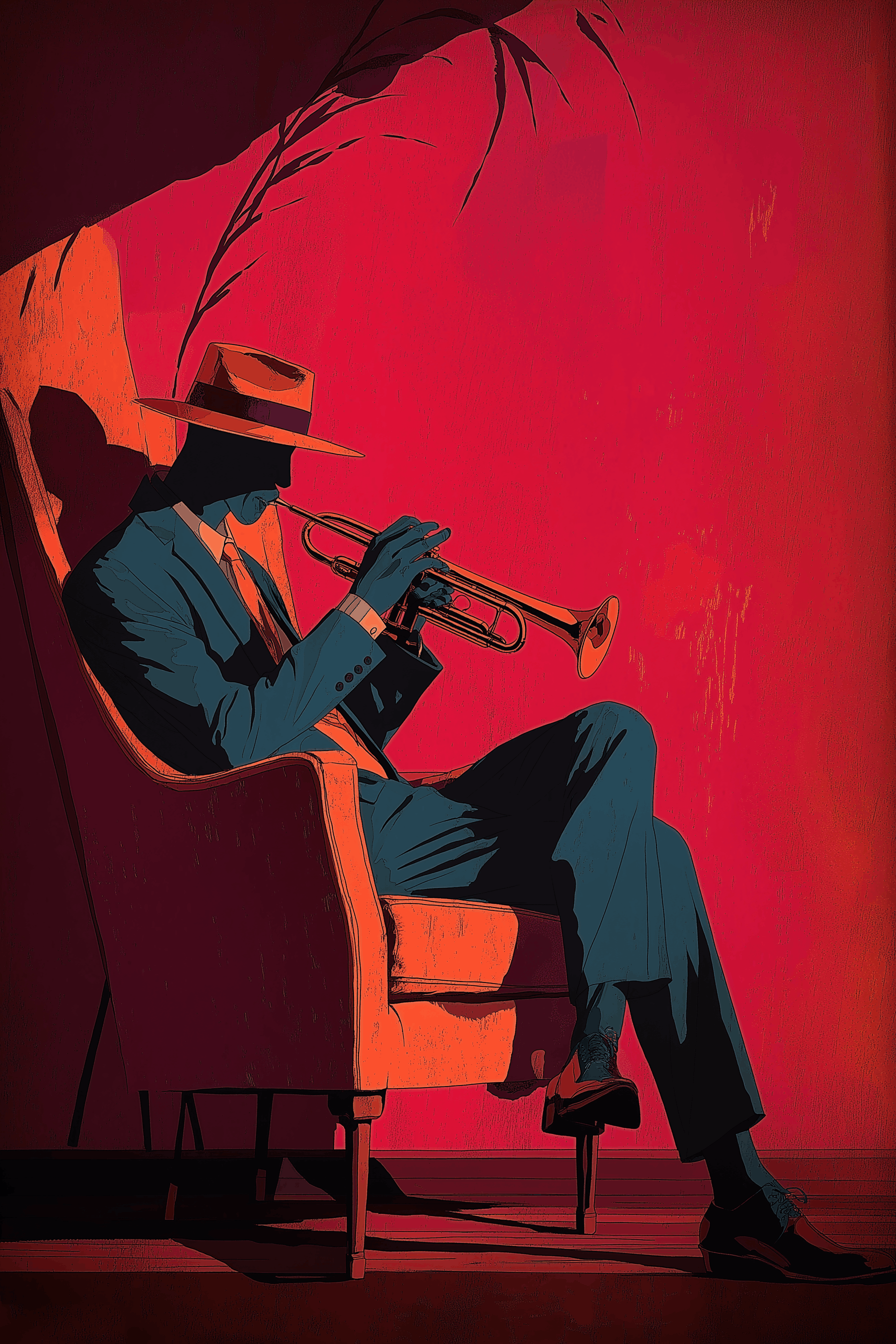 Jazz Musician Crimson Blue