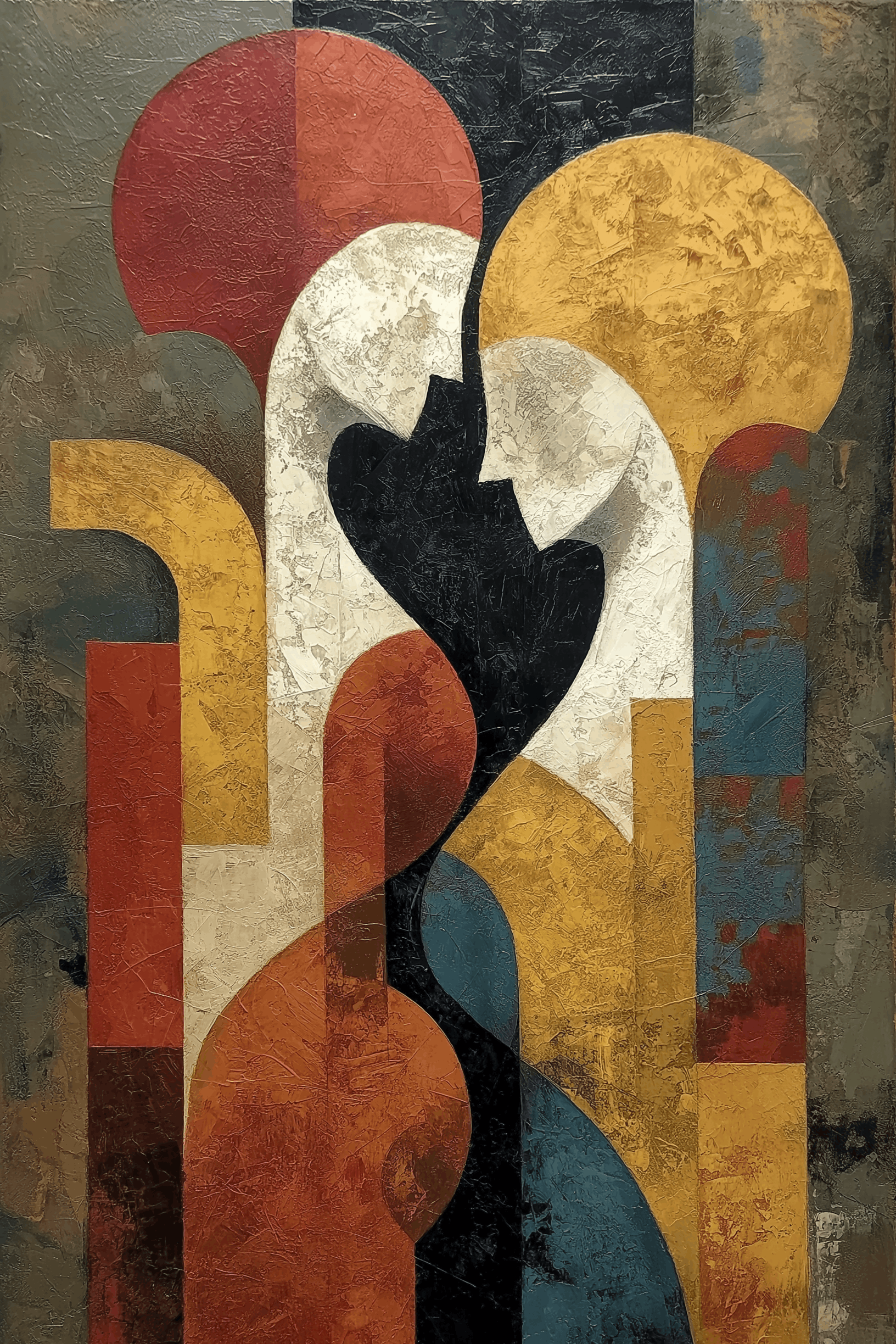 Abstract Couple Earth Tones Gold